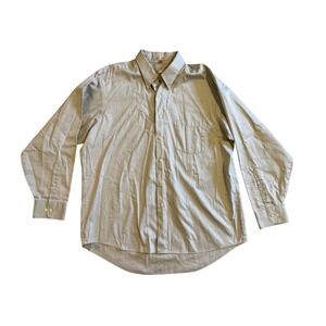 Geoffrey Beene Mens Light Blue Cotton Pinpoint Button Down Shirt XL Long‎ Sleeve